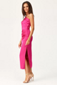 Saténové midi šaty Celine fuchsia
