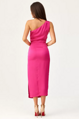 Saténové midi šaty Celine fuchsia