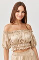 Béžový saténový crop top Marbella