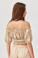 Béžový saténový crop top Marbella