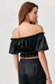 Čierny saténový crop top Marbella