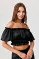 Čierny saténový crop top Marbella