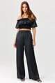 Čierny saténový crop top Marbella
