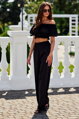 Čierny saténový crop top Marbella