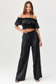 Čierny saténový crop top Marbella