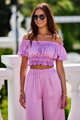 Ružový saténový crop top Marbella
