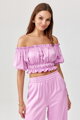 Ružový saténový crop top Marbella