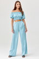Svetlomodrý saténový crop top Marbella