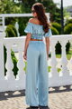 Svetlomodrý saténový crop top Marbella