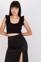 Čierny volánový crop top
