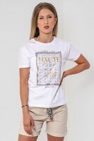 Biele tričko s aplikáciou Haute Couture