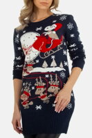 Tmavomodrý dlhý vianočný sveter