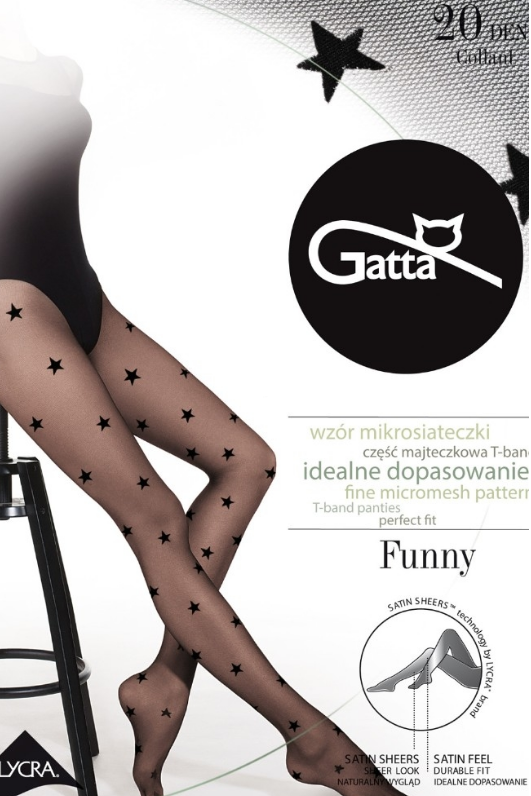 Čierne pančuchy s hviezdičkami Funny