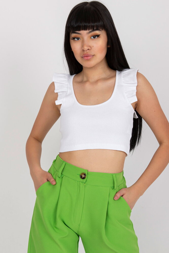 Biely volánový crop top