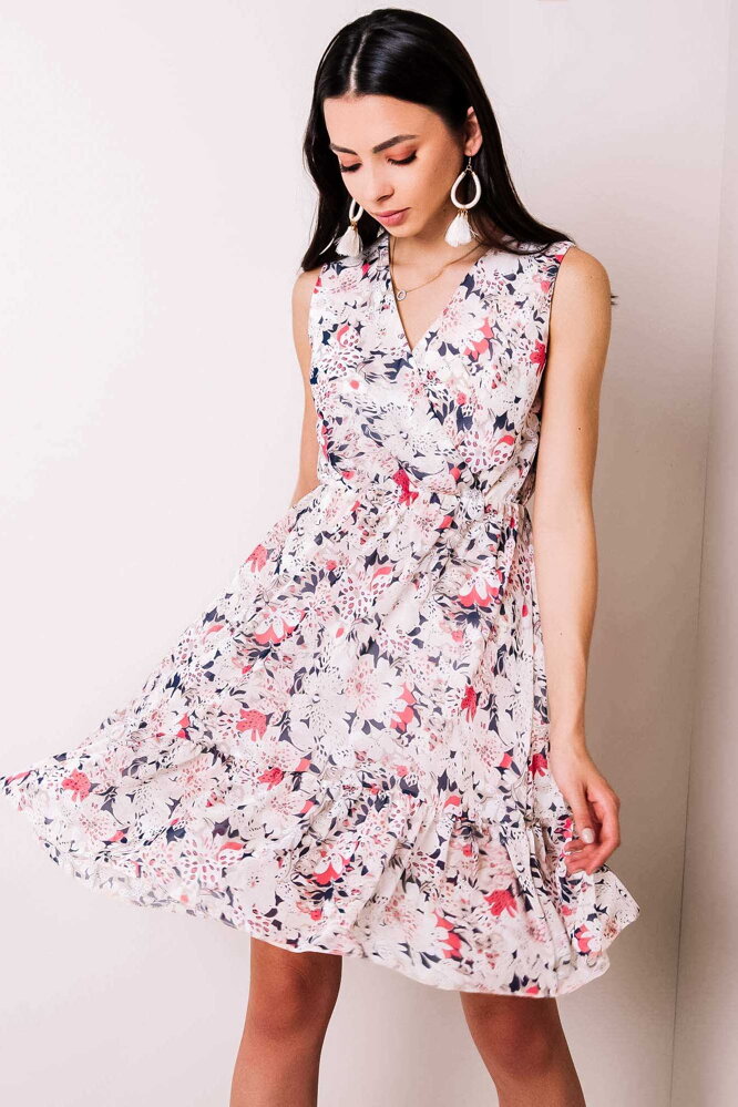 Smotanové kvetinové šaty Elena