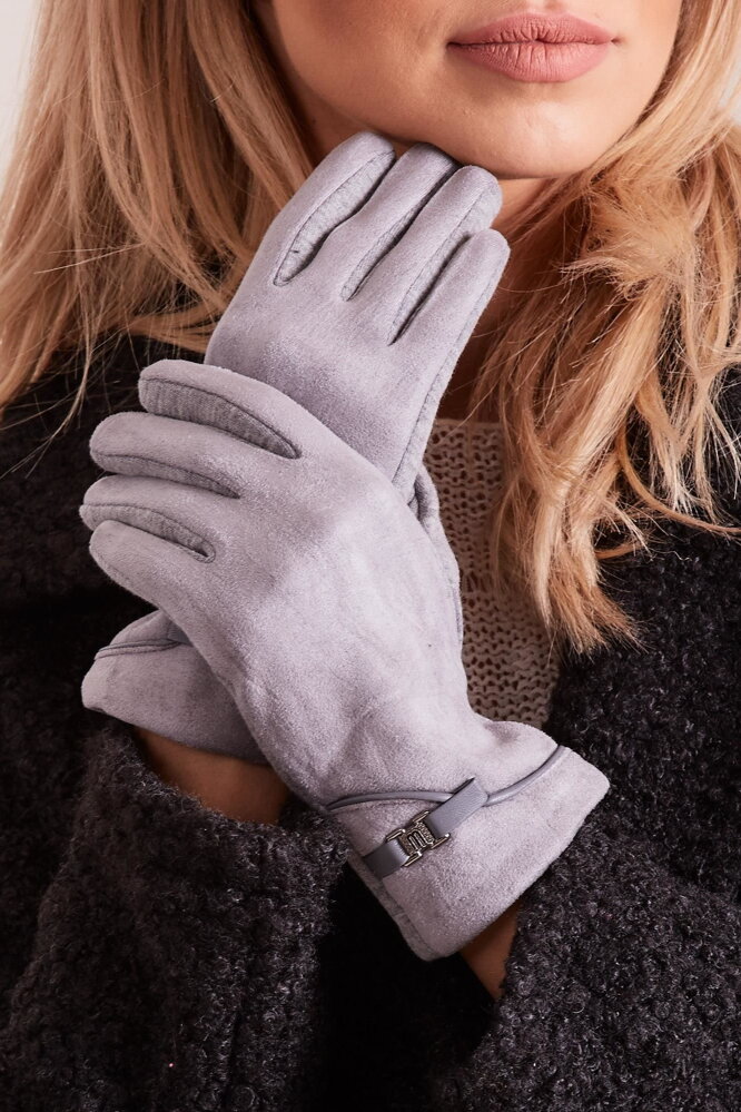 Sivé zimné rukavice s aplikáciou