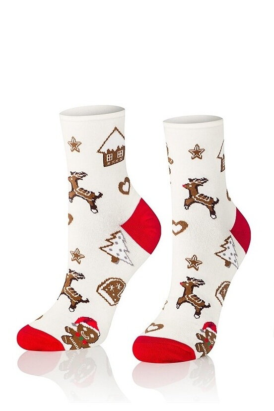 Krémové dámske vianočné ponožky