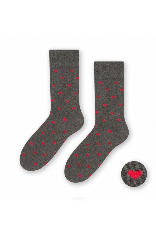 Tmavosivé valentínske ponožky Hearts