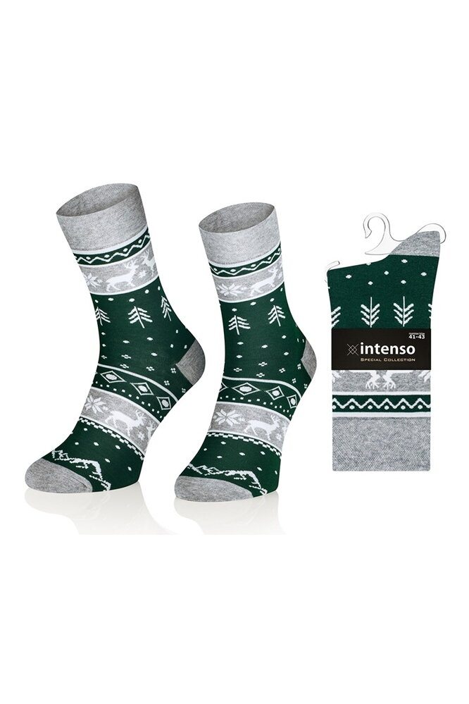 Vianočné ponožky 1887 zelená/sivá