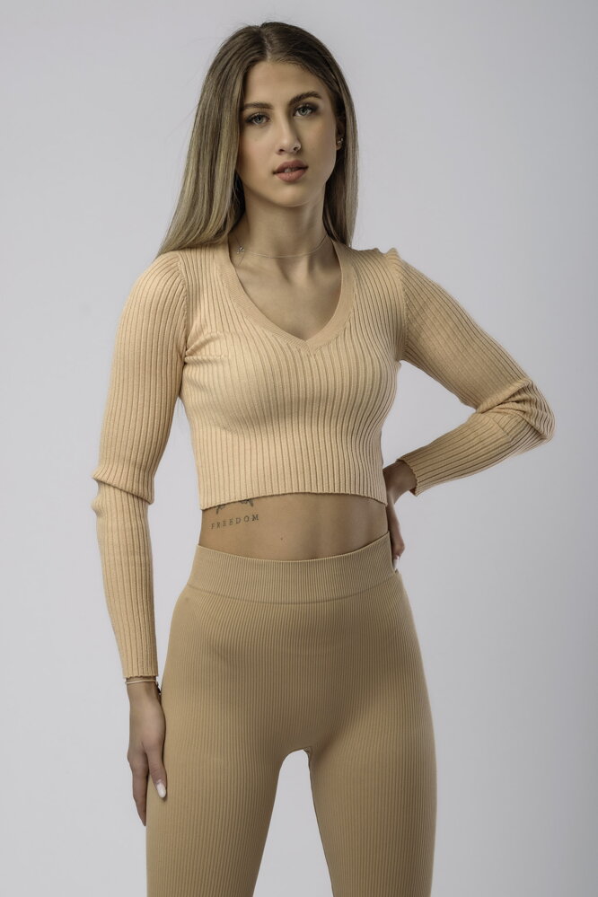 Svetlohnedý crop top Holly Svetlohnedý crop top Holly