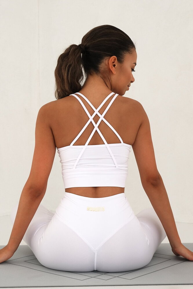 Biely fitness top X Back