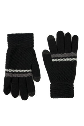 Čierne pánske rukavice vzorované