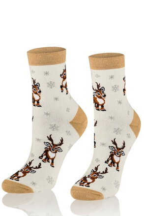 Dámske vianočné ponožky 0365 - smotanové