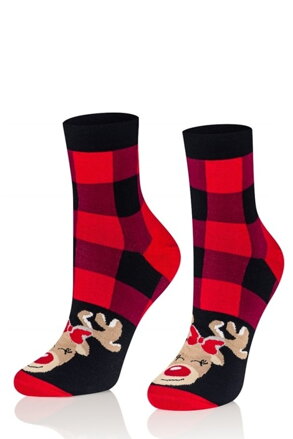 Dámske vianočné ponožky 0365 - kockované