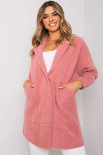 Ružový alpaka kabát Nora