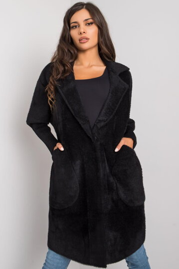 Čierny kabát alpaka Eveline