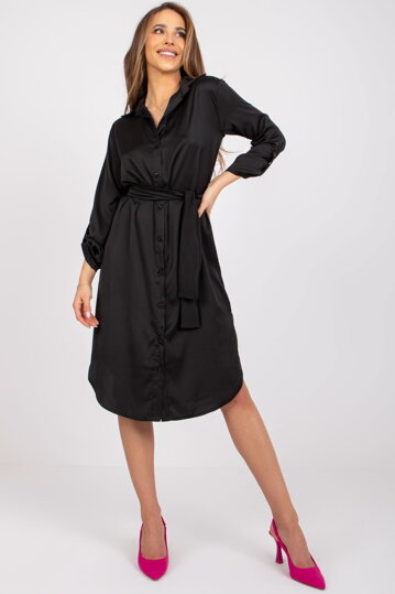 Čierne saténové šaty Inga
