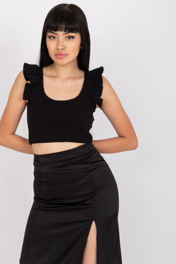 Čierny volánový crop top