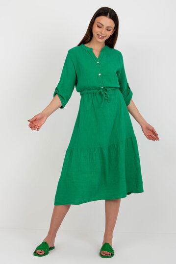 Zelené mušelínové midi šaty Alvia