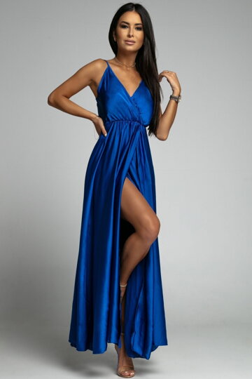 Kráľovské modré saténové šaty Venice