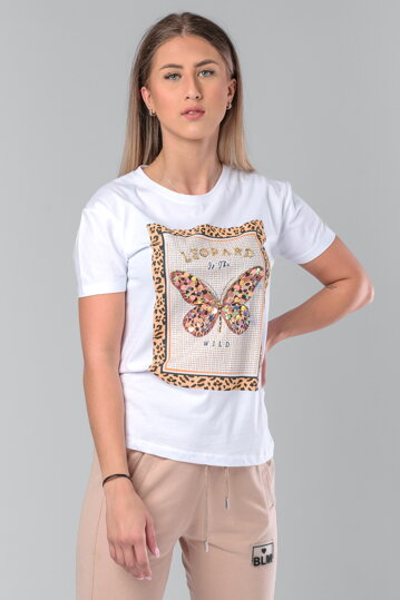 Biele tričko s motýľom