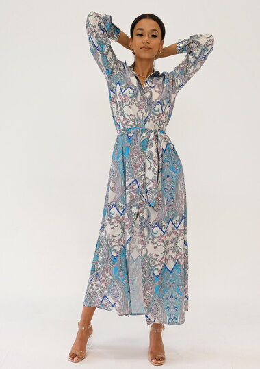 Maxi košeľové šaty Sofia - Blue Print