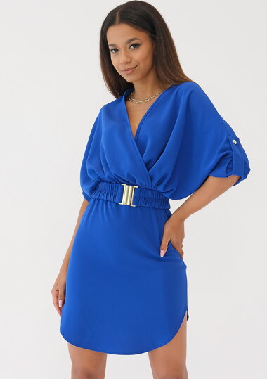 Mini šaty Marina s opaskom modré