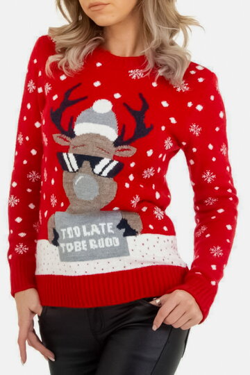 Červený vianočný sveter Reindeer