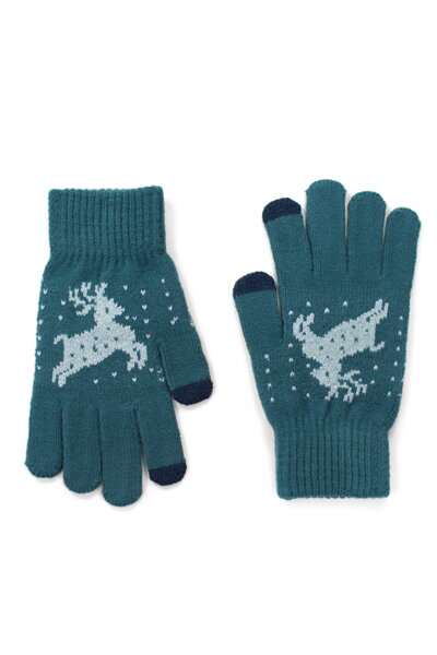 Tmavozelené zimné rukavice