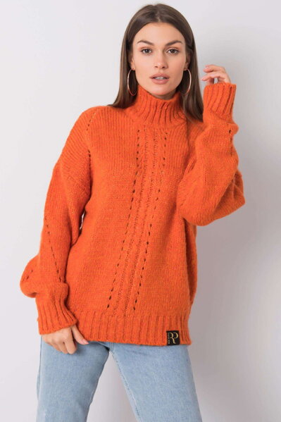 Oranžový pletený pulóver Rosia