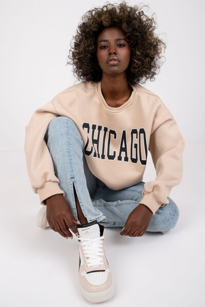 Béžová mikina s nápisom Chicago