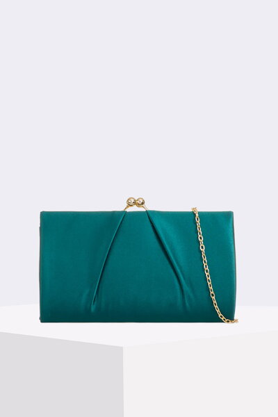 Zeleno-modrá saténová kabelka Rami