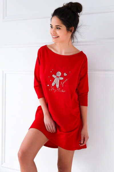 Červená nočná košeľa Christmas Cookie