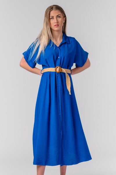 Modré letné midi šaty Pelia