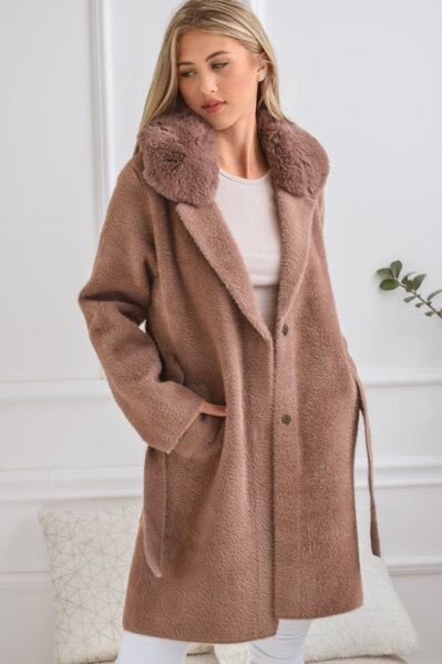 Svetlohnedý alpaka kabát