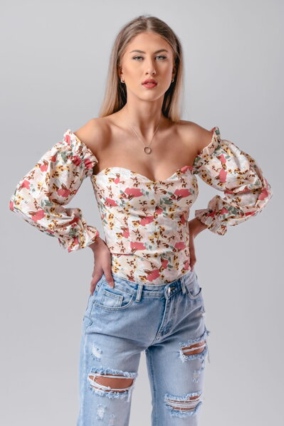 Kvetinový top Amanda pastelový