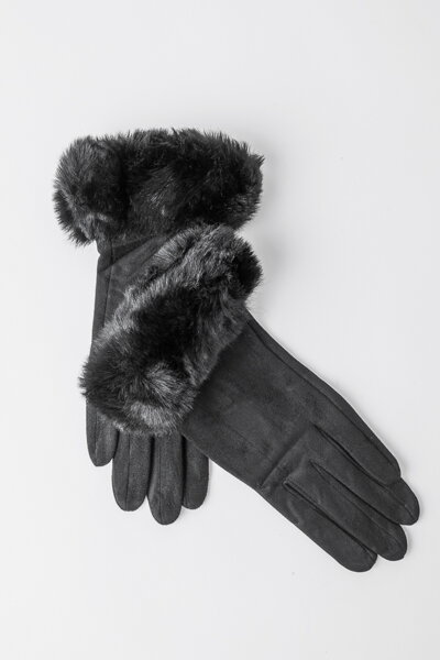 Čierne rukavice s kožušinou