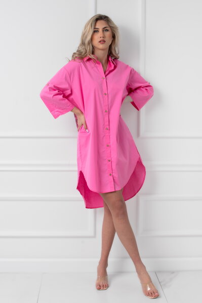 Ružové košeľové šaty s aplikáciou
