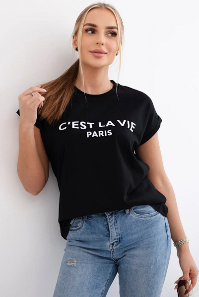 Čierne tričko C'est La Vie Paris