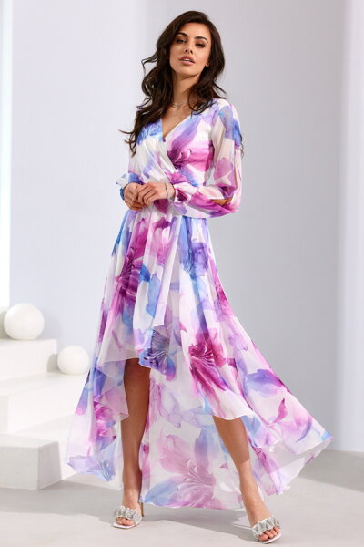 Ružovo-fialové asymetrické šaty Carlotta